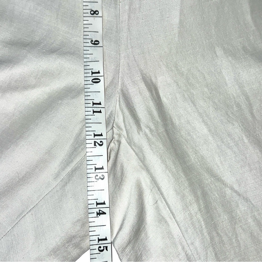 Eileen Fisher Ivory Linen Silk Woman Cropped Pants Size Large Side Zip Wide Leg - Picture 10 of 14